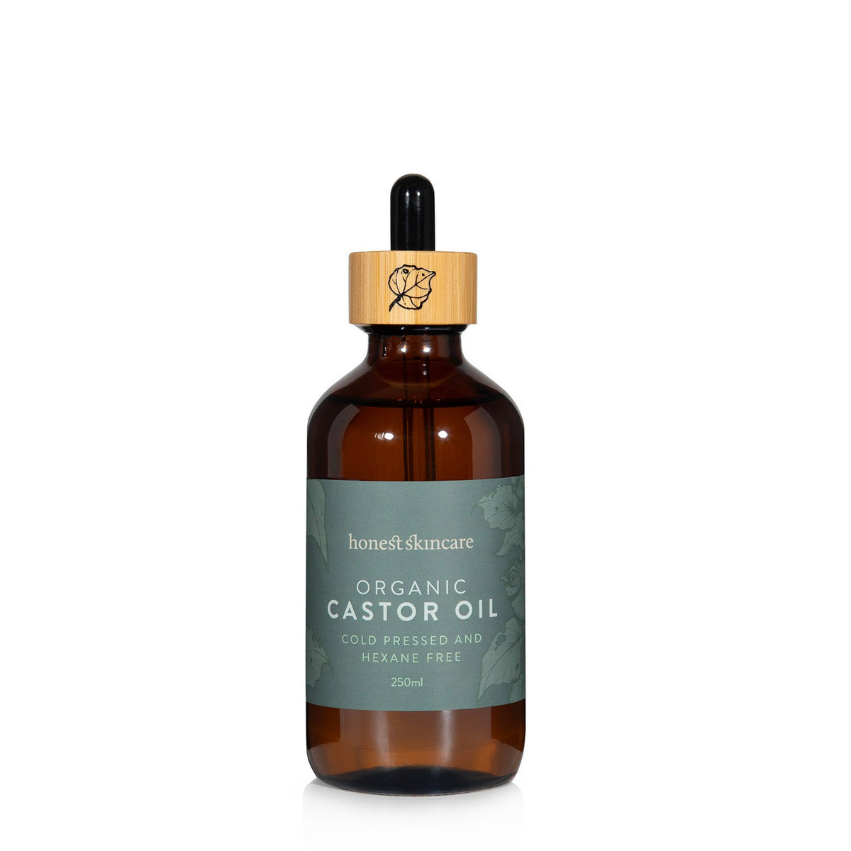 Organic Castor Oil - BioGro Certified in a glass bottle, cold-pressed and hexane-free for skin and hair care.
