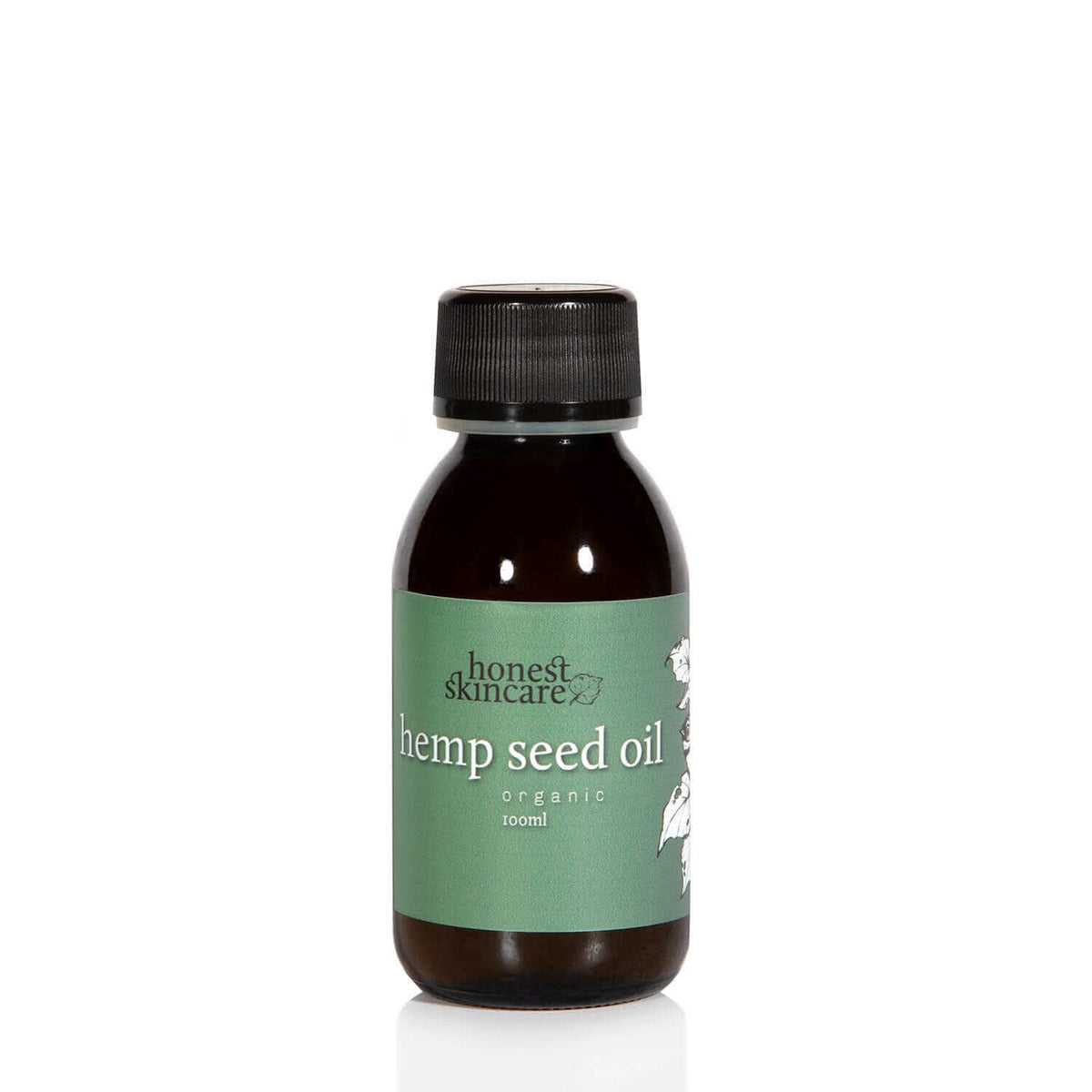Cold Pressed Hemp Seed Oil - Certified Organic bottle with green label, promoting nourishment for skin and hair.