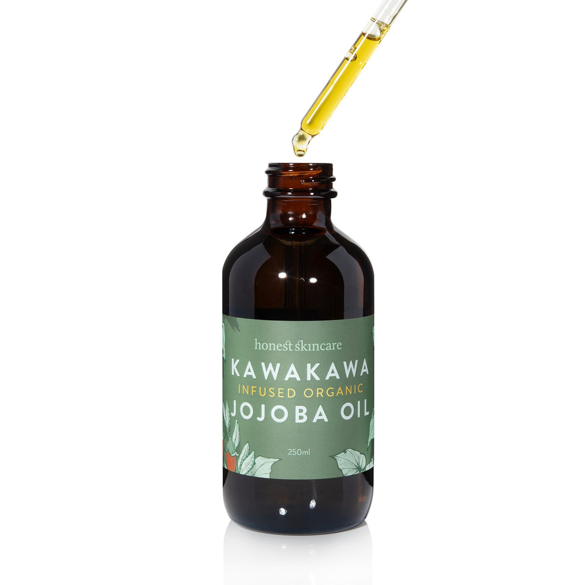 Kawakawa Jojoba Oil for Skin - Organic bottle with dropper, showcasing lightweight skincare solution