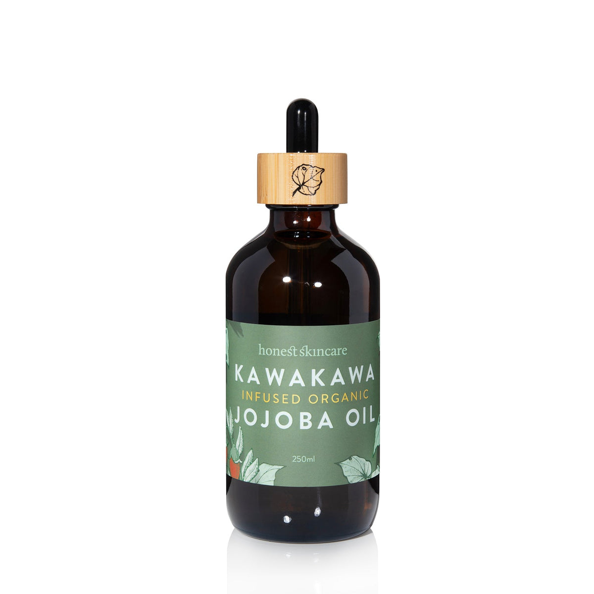 Kawakawa Jojoba Oil for Skin - Organic, 250ml bottle with dropper for dry, irritated skin care.